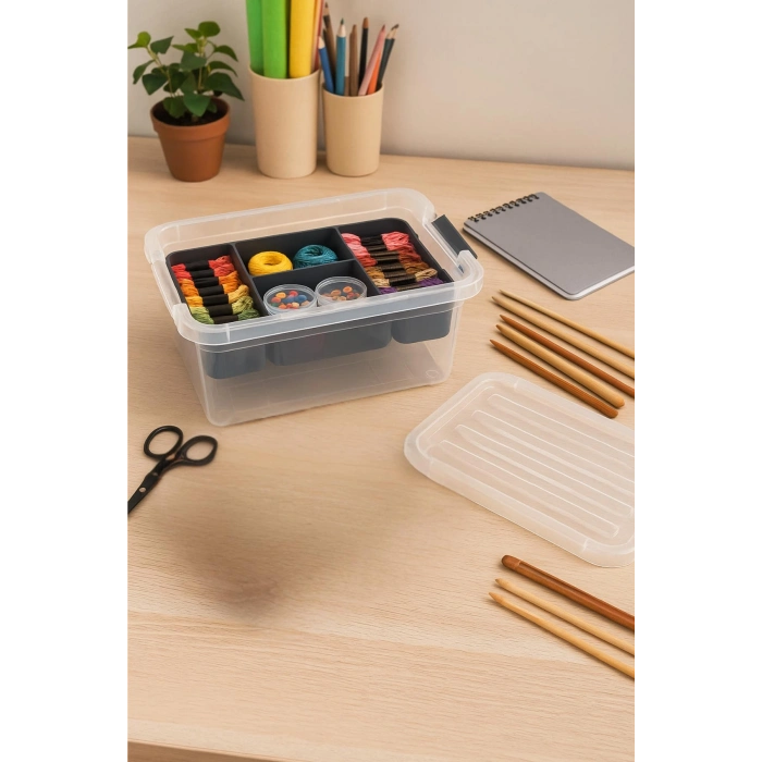 6,25 L Şeffaf Saklama Kutusu & Organizer Düzenleme Kutusu