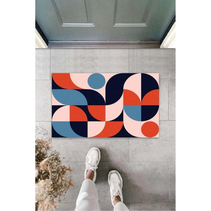 Bfs Turuncu Kapı Önü Paspası Modern Desen K-3239