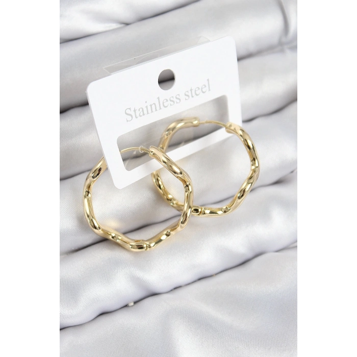 Bfs Pirinç Halka Model Gold Renk Kadın Küpe