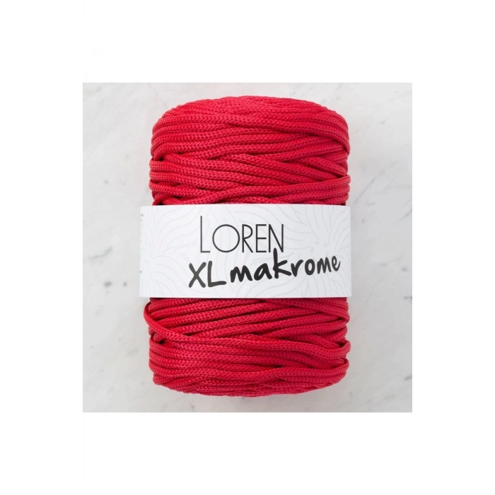 Loren XL Makrome Kırmızı El Örgü İpi - R048 - 33714