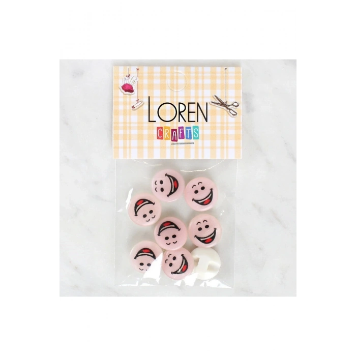 Loren Crafts 8li Gülen Yüz Düğme - 1025