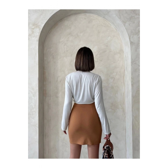 Çift Yırtmaçlı Etek Camel S25910