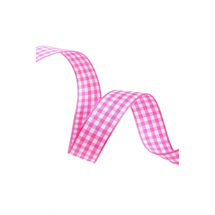 Bfs Tafta Ekoseli Kurdele 25 Mm Pembe 2 Metre