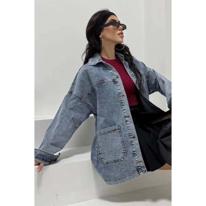 Kadın Kot Ceket Mavi