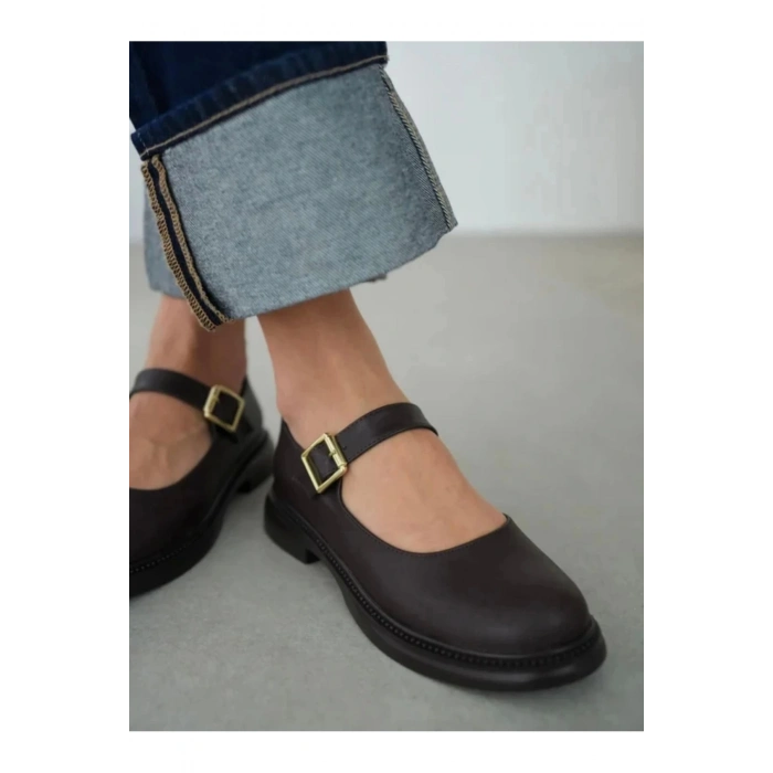 Yokox Kahverengi Cilt Oxford Ayakkabı