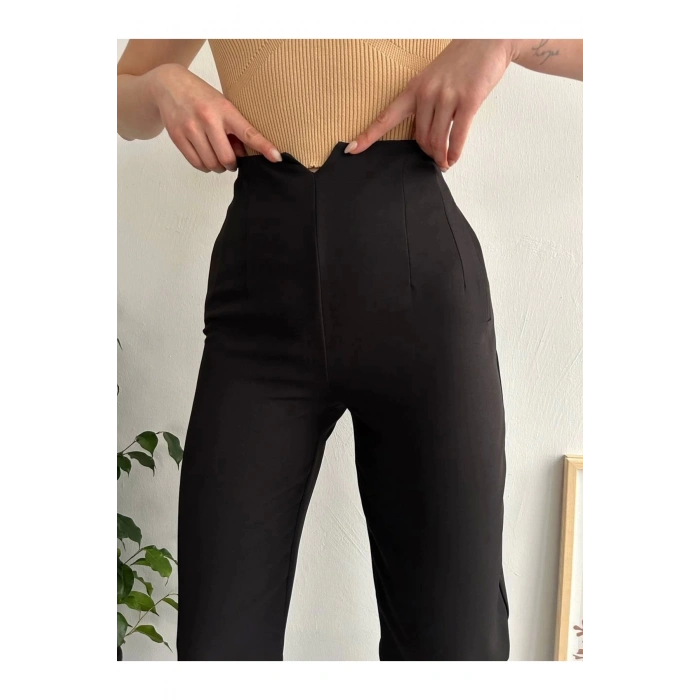 Atlas fletolu pantolon siyah