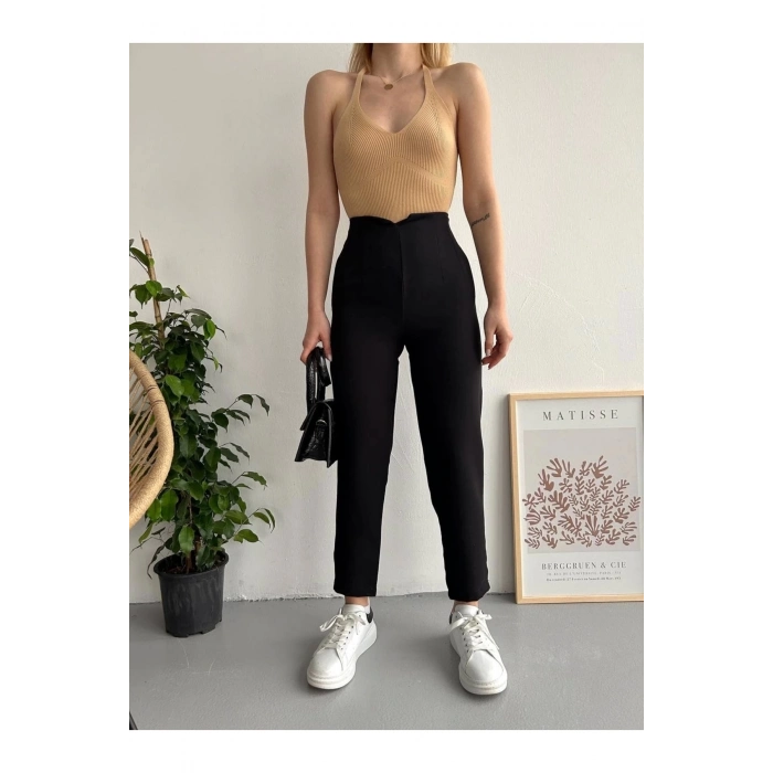 Atlas fletolu pantolon siyah