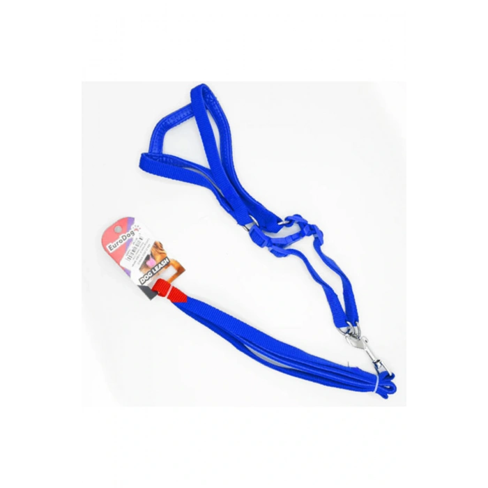 Euro Dog Köpek Uzatma Tasması ve Göğüs Tasması Takımı Mavi 20 Mm 120 Cm