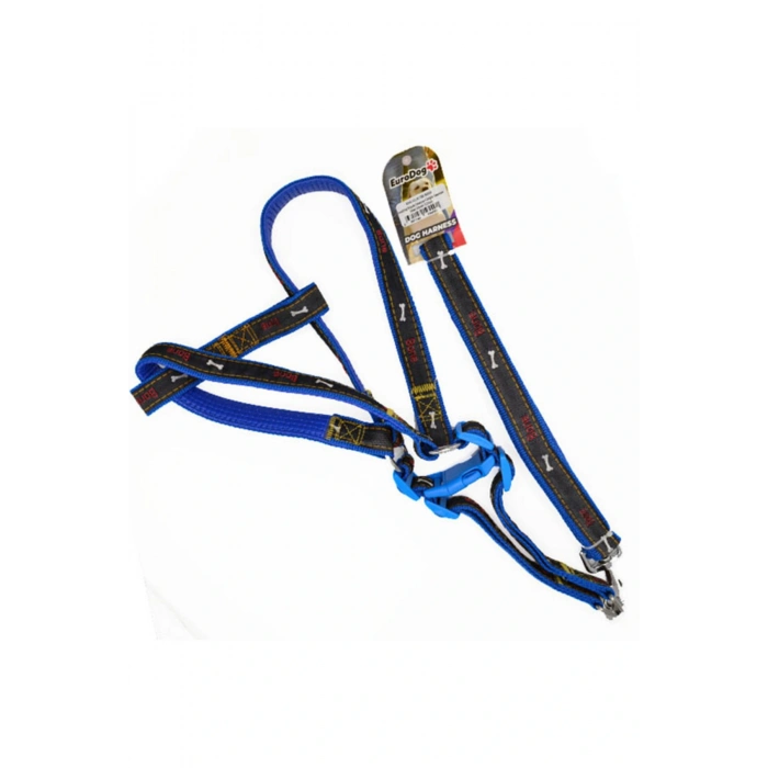 Euro Dog Köpek Uzatma Tasması ve Göğüs Tasması Takımı Mavi/Siyah 20 Mm 120 Cm