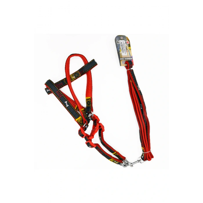 Euro Dog Köpek Uzatma Tasması ve Göğüs Tasması Takımı Kırmızı/Siyah 25 Mm 120 Cm - 454-JCLH736-KIRMI