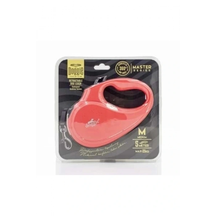 Doggie Master Otomatik Köpek Uzatma Tasması Medium Pembe 25 Kg 5 Mt