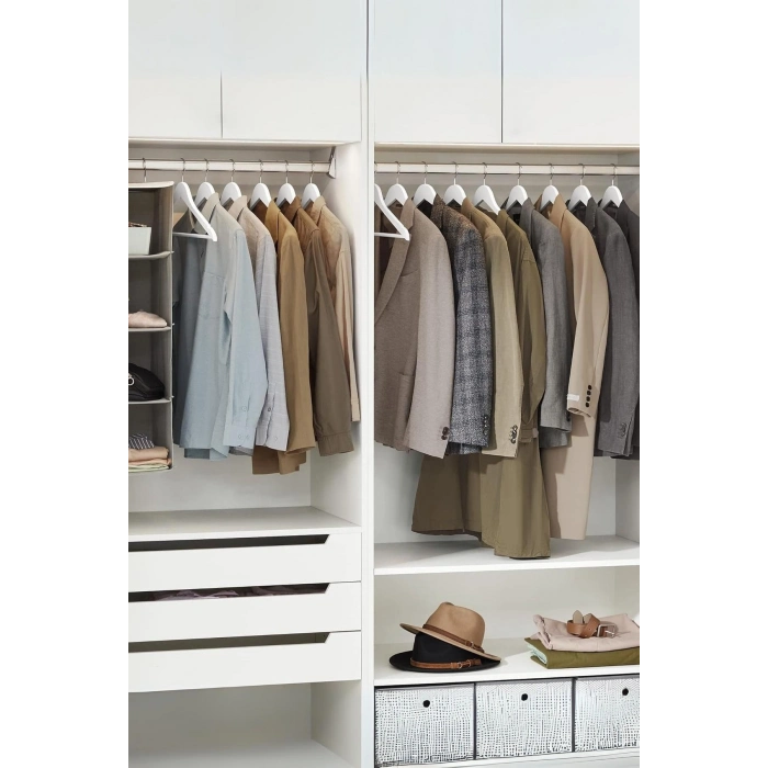 6’lı Ahşap Görünümlü Askı Beyaz 44 cm