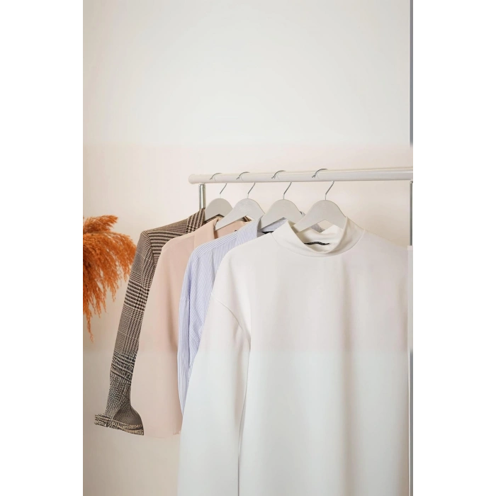 6’lı Ahşap Görünümlü Askı Beyaz 44 cm