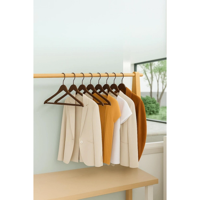 6’lı Ahşap Görünümlü Askı Kahve 44 cm