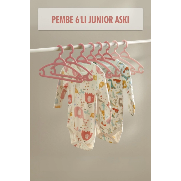 6’lı Bebek Askısı & Bebek Gardırop Askısı Pembe Set
