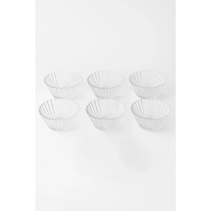 6’lı Cam Desenli Çerezlik Kase Seti 150 ml