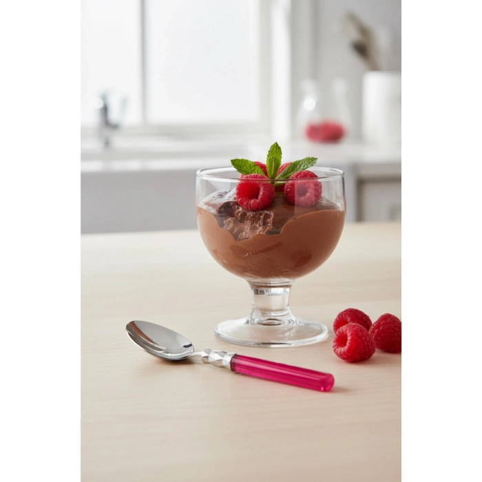 6’lı Paslanmaz Çelik Pembe Tatlı Kaşığı Seti