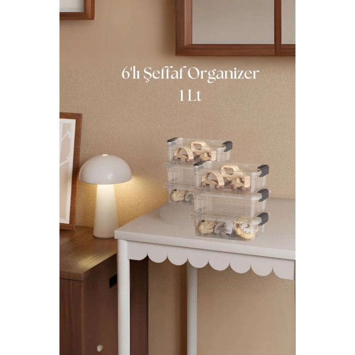 6’lı Şeffaf Saklama Kutusu & Düzenleme Kutusu 1 Lt