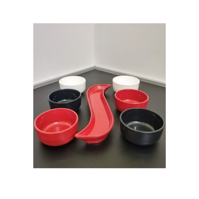 7 Parça Kahvaltı Seti Sosluk İftariyelik Çerezlik Kırılmaz Melamin Çap 7 cm