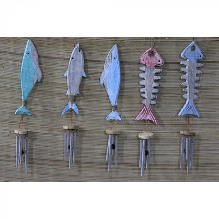 Ahşap Balıklı Metal Çan