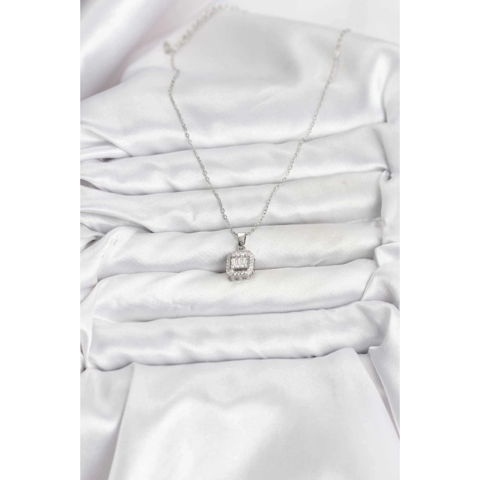 316L Çelik Zincir Gümüş Renk Baget Model Kadın Kolye