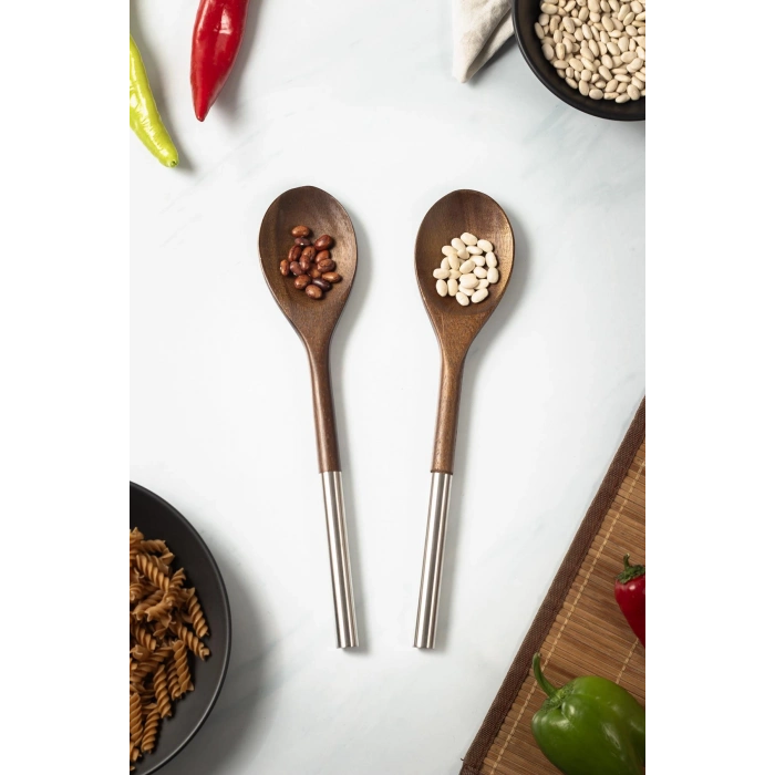 Akasya 2 Li Servis Kaşığı & Sunum Kaşığı & Salata Servis Seti