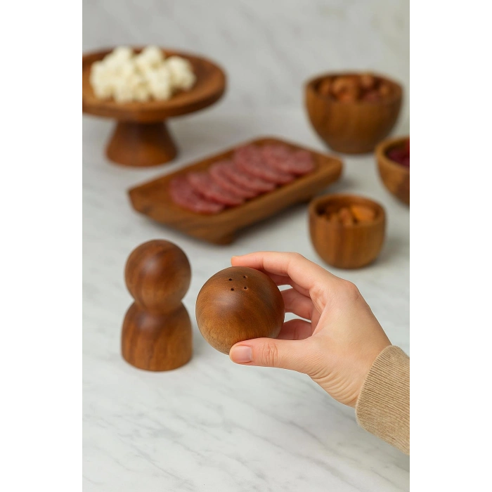 Akasya 2’li Top Tuzluk Biberlik Seti - Şık ve Doğal