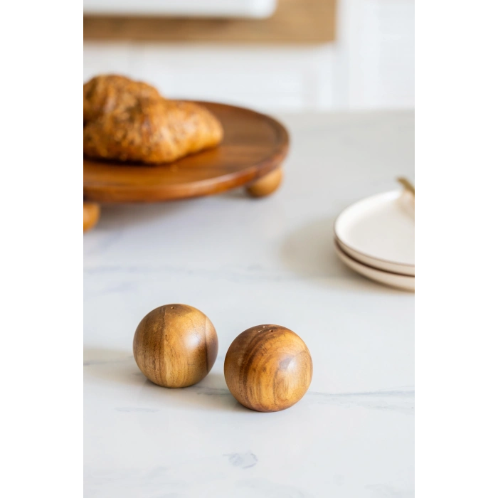 Akasya 2’li Top Tuzluk Biberlik Seti - Şık ve Doğal