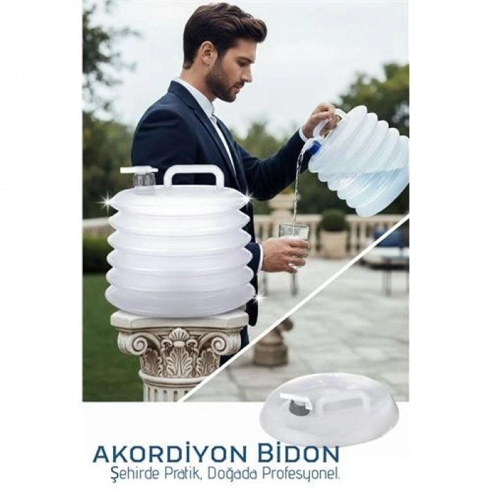 Akordiyon Bidon - Katlanabilir Lüks Su Taşıma Ünitesi | 10L Şeffaf Tasarım