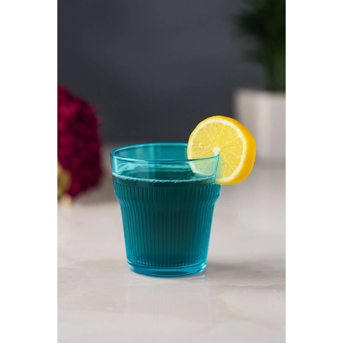 Akrilik Aquamarin 6lı Kısa Bardak & Su Meşrubat Kahve Yanı Bardağı 300 ml ( Cam Değildir )