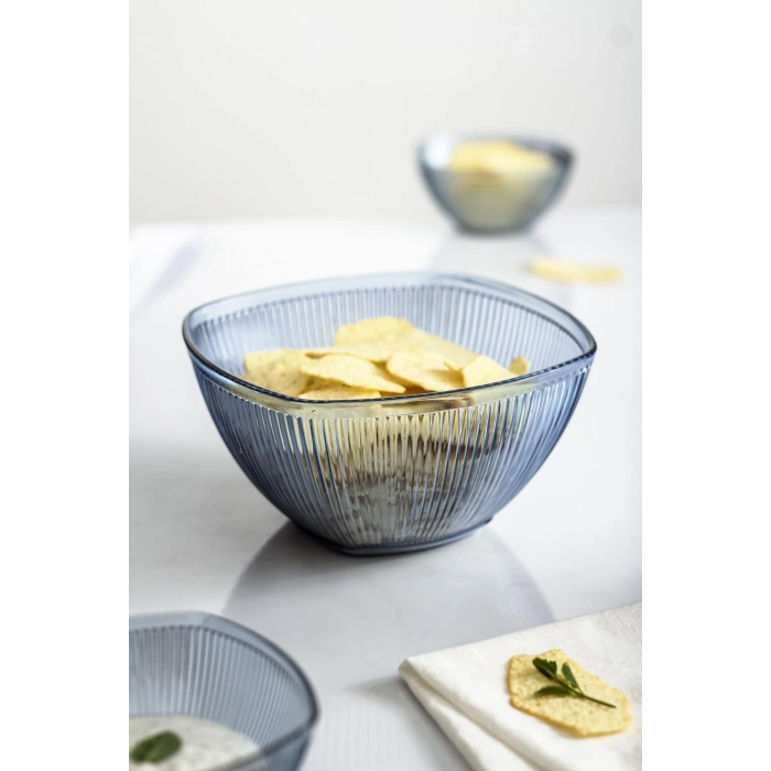 Akrilik Barok Lacivert Orta Boy Kare Meyve & Salata Kasesi & Karıştırma Kabı / 1,5 Lt  (CAM DEĞİLDİR)