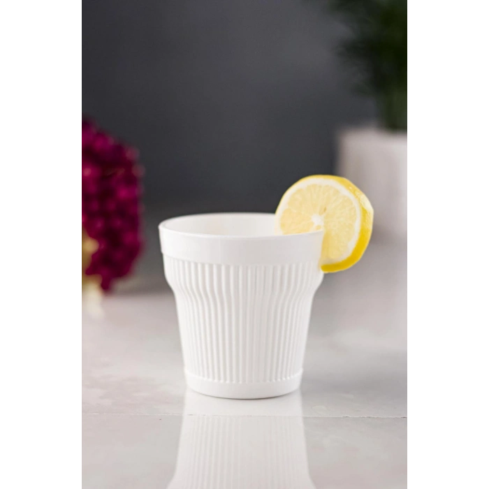 Akrilik Beyaz Tekli Kısa Bardak & Su Meşrubat Kahve Yanı Bardağı 300 ml ( Cam Değildir )