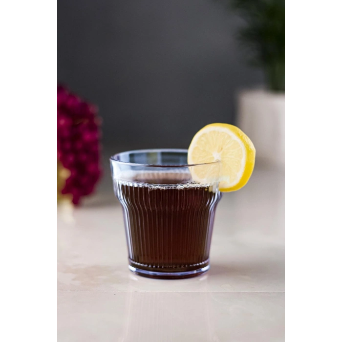 Akrilik Lacivert 6lı Kısa Bardak & Su Meşrubat Kahve Yanı Bardağı 300 ml ( Cam Değildir )