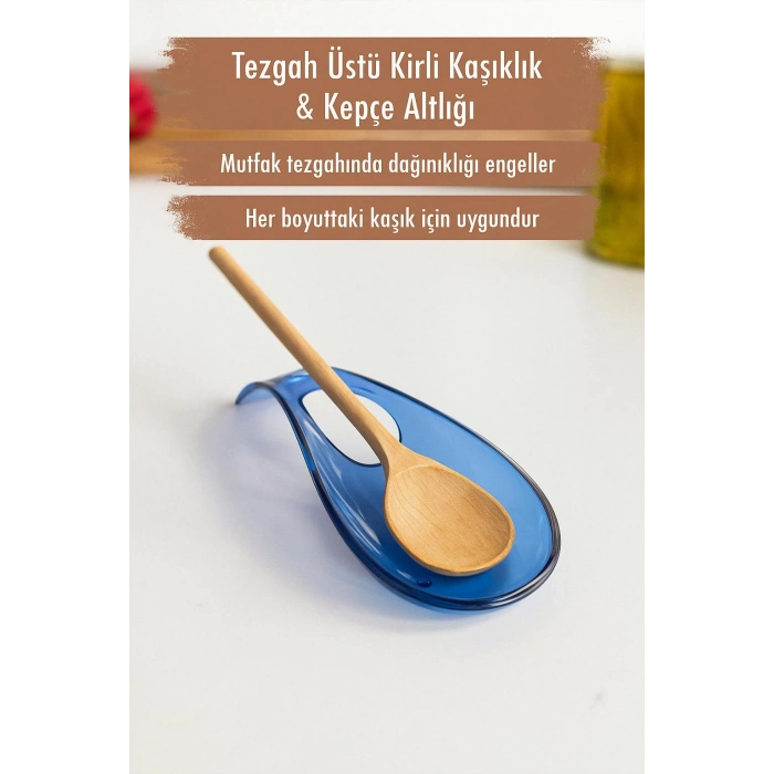 Akrilik Mavi Tezgah Üstü Kirli Kaşıklık & Kepçe Altlığı