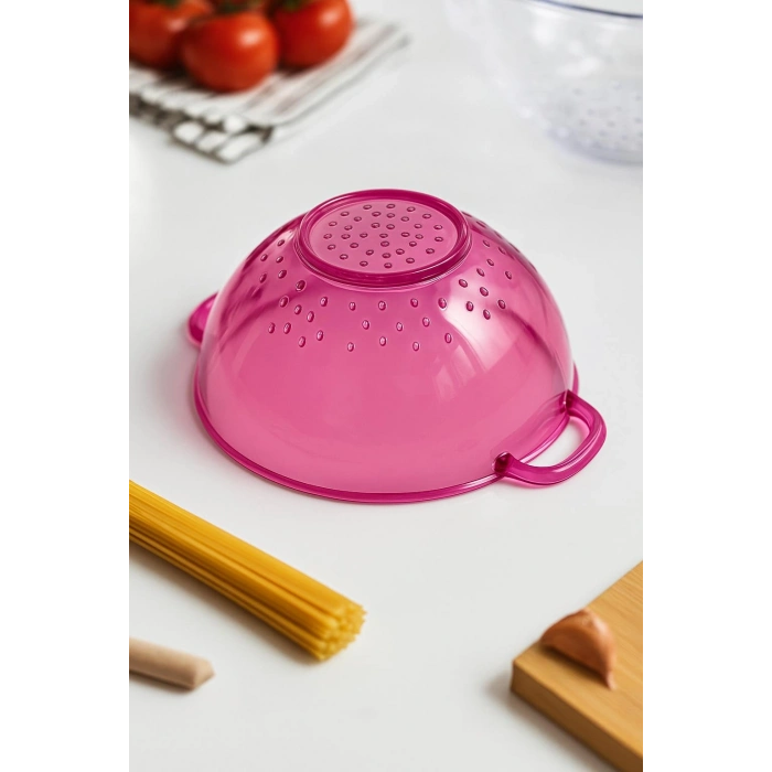 Akrilik Pembe Mini Pirinç Süzgeçi & Bakliyat Süzgeçi (3 SU BARDAĞI ÖLÇÜLÜ)