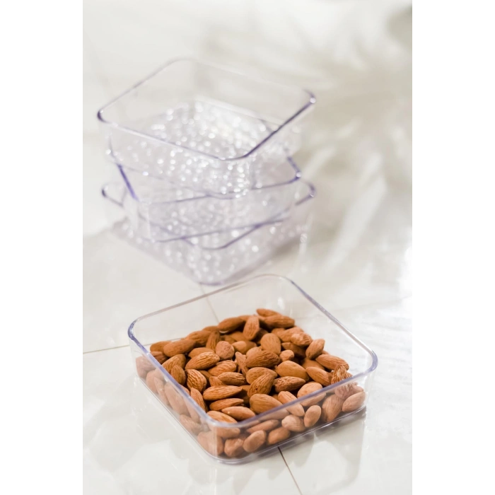 Akrilik Şeffaf 4lü Tek Kapaklı Kahvaltılık & Sunumluk-2065-1