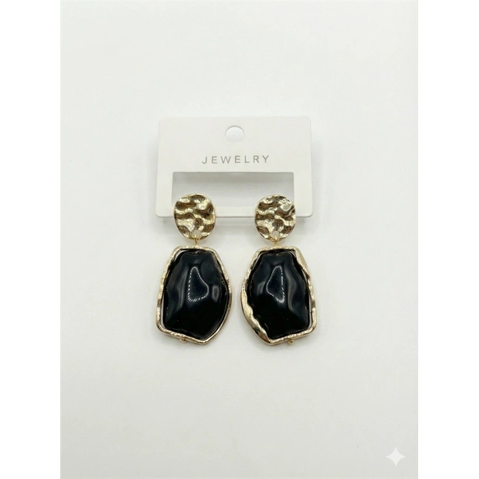 Akrilik Taşlı Küpe - Siyah