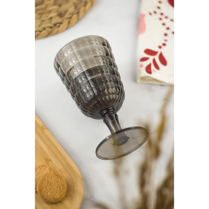 Allegra Füme Kadeh Bardak - 450 ml Tekli Akrilik Malzeme - Cam Değildir Kırılmaya Dayanıklı