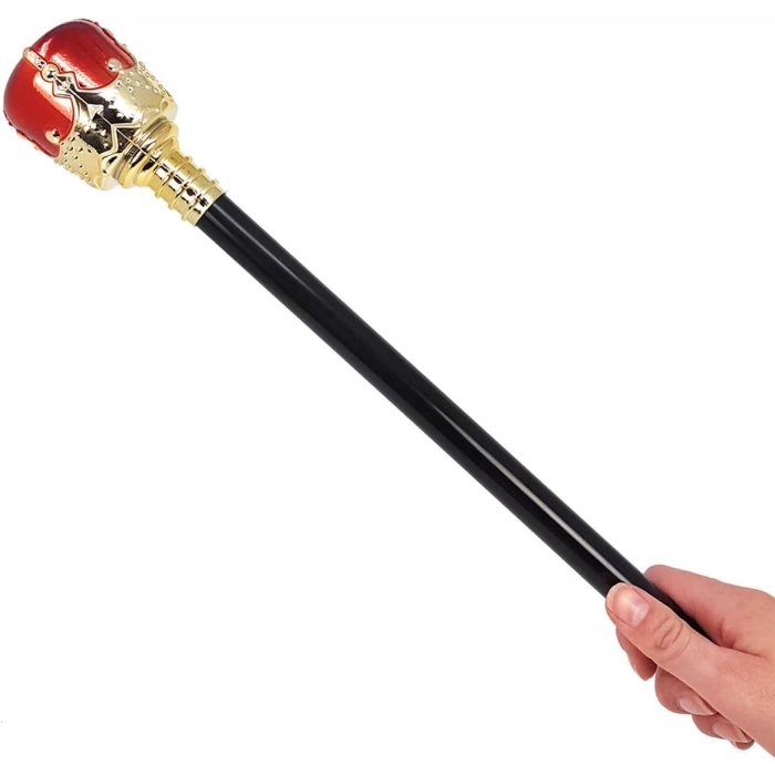 Altın Kral Tacı Ve Kırmızı Topuzlu Asası Seti