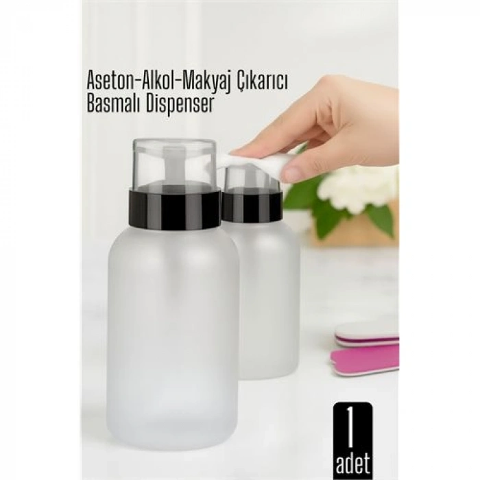 Aseton İçin Basmalı Dispenser  - Aseton, Alkol ve Makyaj Temizleyici İçin Pratik Pompalı Set