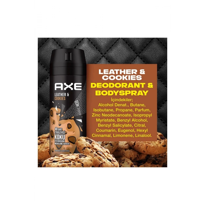 Axe Erkek Sprey Deodorant Leather & Cookies 48 Saat Etkileyeci Koku 150 ml