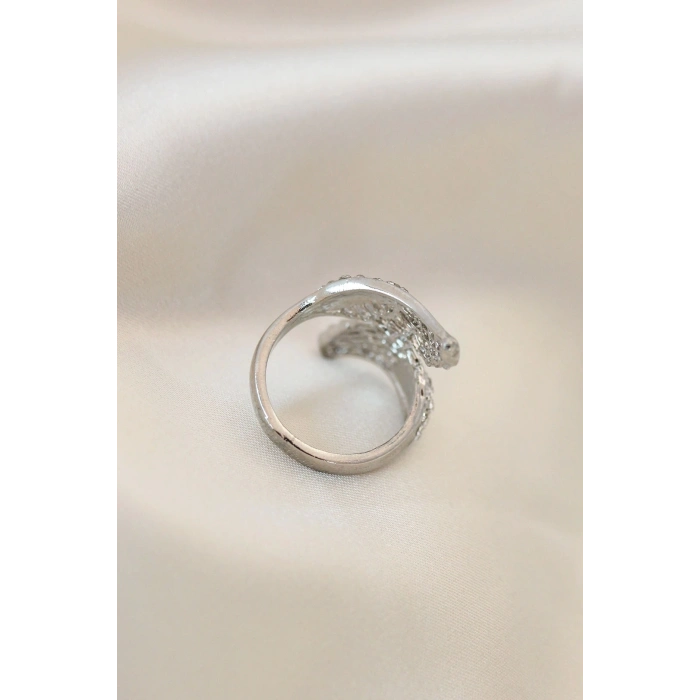 Ayarlamalı Silver Renk Metal Zirkon Taşlı Kanat Yüzük