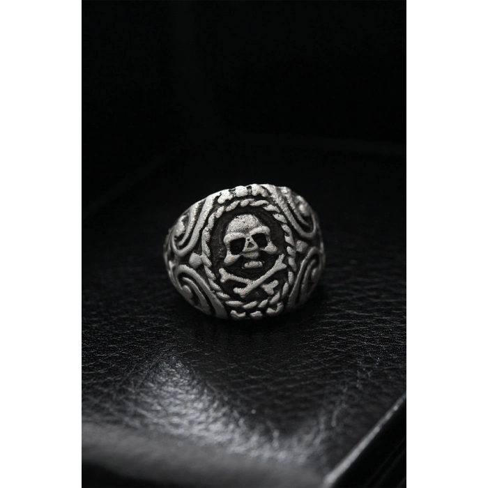 Ayarlanabilir Desenli Kurukafa Model Erkek Yüzük