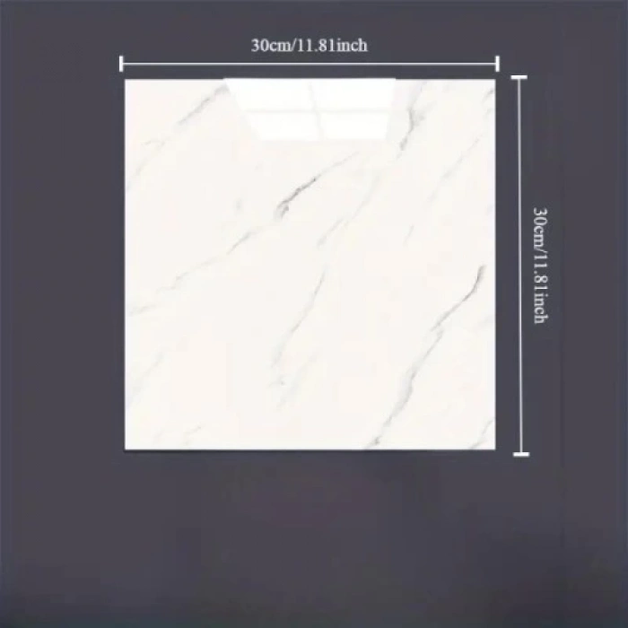 Beyaz Mermer Desenli Alüminyum Plastik Duvar Sticker (30x30)