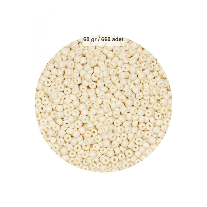 Beyaz Renk 4 mm Yaklaşık 660 adet / 60 gram Cam Boncuk Oya Yazma Bileklik ve Kolye