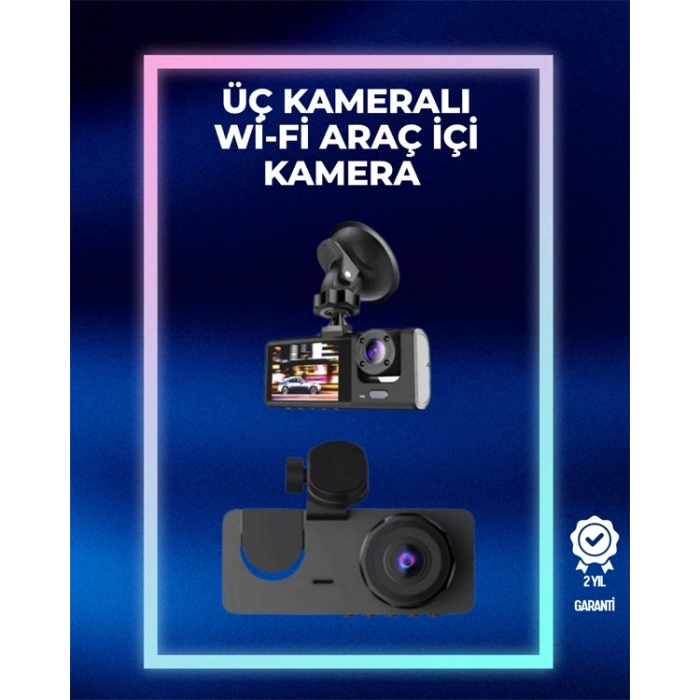 BFS 1080p Ön + 720p Arka & İç Kamera – Suya Dayanıklı Araç Güvenlik Kamerası