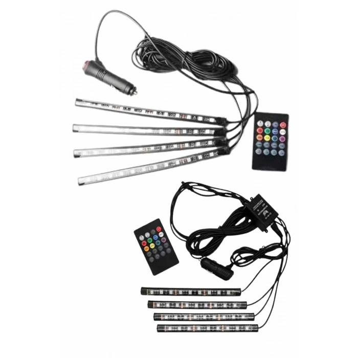 BFS 12Lİ Şerit Led Işık RGB Sese ve Müziğe Duyarlı Araç İçi Ayak Altı