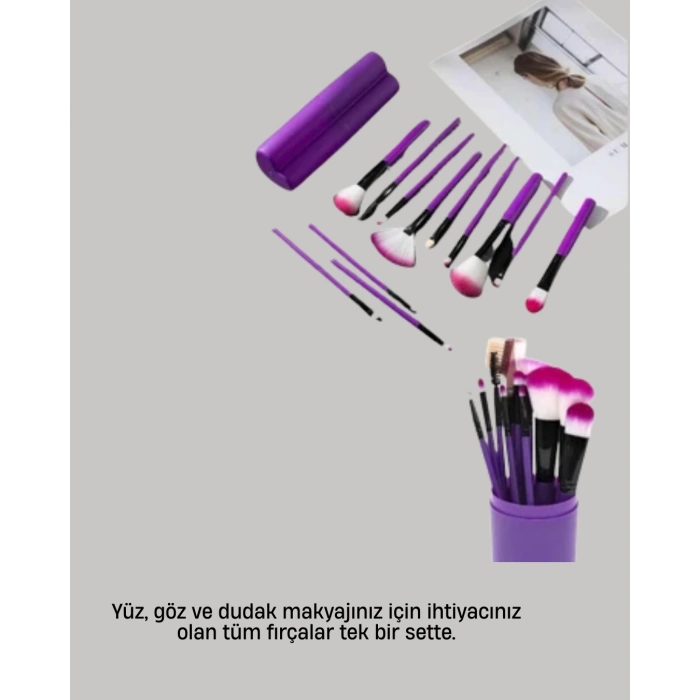 BFS 12’li Profesyonel Makyaj Fırça Seti Ultra Yumuşak Sentetik Kıllı