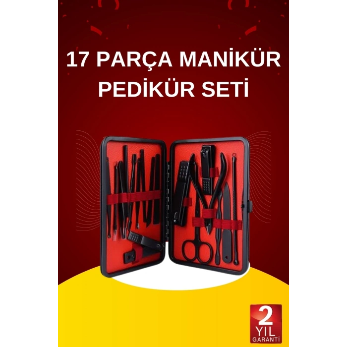 BFS 17 Parça El Ayak Bakım Seti Tırnak Temizleme Manikür Pedikür Cımbız Törpü Tırnak Makası