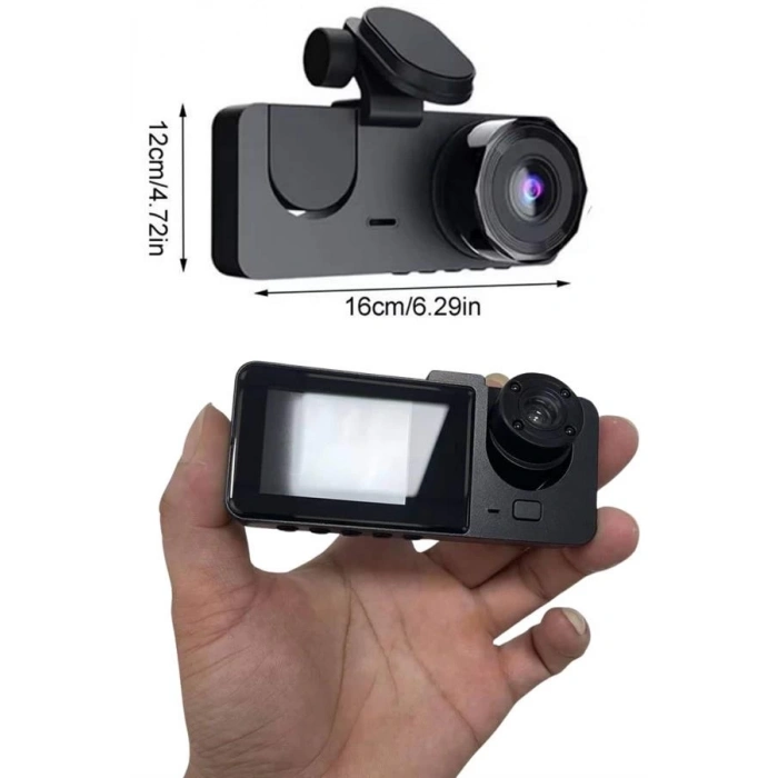 BFS 3 Kameralı 2 İnç 1080P Araç İçi Kamera Sürüş Kamerası CarPlay